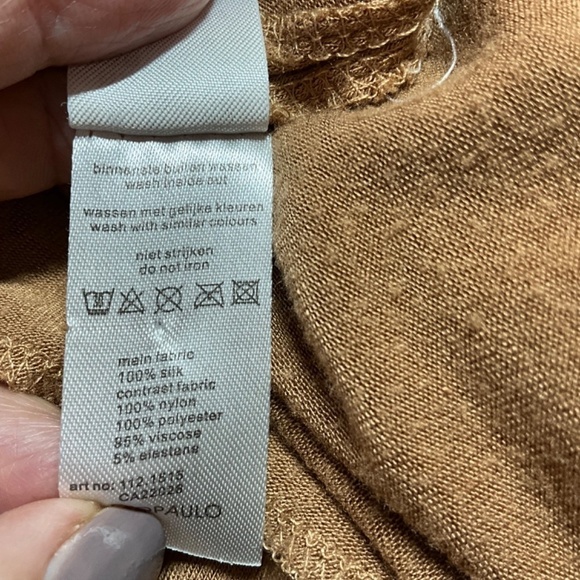 SAOPAULO 100% Silk Fully Lined Sleeveless Tiered Vee Neck Mini Dress US Sz 4 - Picture 10 of 12